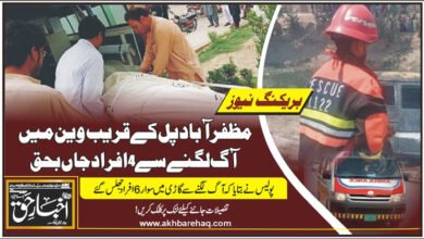 ملتان: مظفر آباد پل کے قریب وین میں آگ لگنے سے 4 افراد جاں بحق