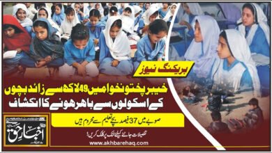 خیبرپختونخوا میں 49 لاکھ سے زائد بچوں کے اسکولوں سے باہر ہونے کا انکشاف
