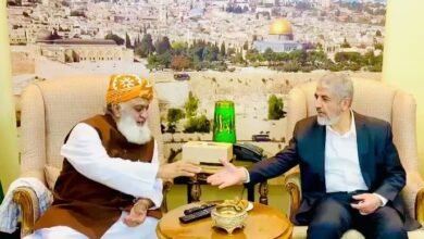 خالد مشعل کا فضل الرحمان سے رابطہ، پاکستان سے غزہ میں امداد کی رسائی کیلئے اثرورسوخ استعمال کرنے کی اپیل