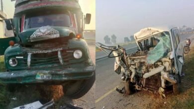 ٹرک کی وین کو ٹکر سے ایک ہی خاندان کے 5 افراد جاں بحق